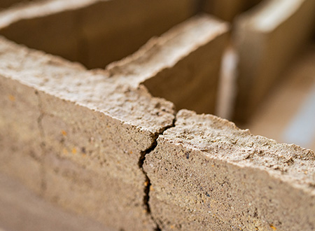 close up to Crack in a brick